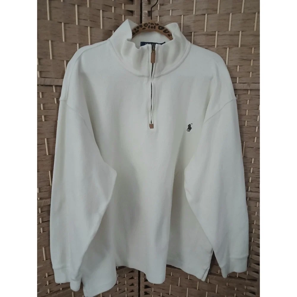 Polo Ralph Lauren Men's Estate-Rib Quarter-Zip Pullover Sz 2XB Parchment Cream